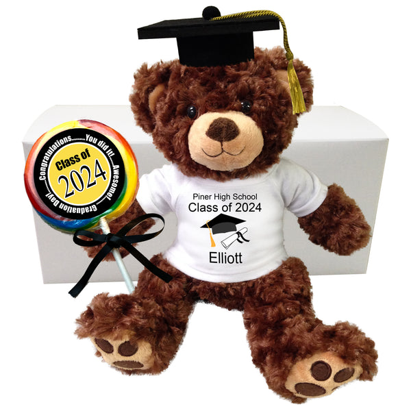 Graduation Teddy Bear Personalized Gift Set - 13" Brown Vera Bear - Class of 2024