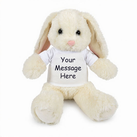 Personalized Stuffed Bunny Rabbit, White, 13 Inches - white shirt