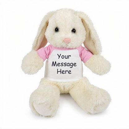 Personalized Stuffed Bunny Rabbit, White, 13 Inches - pink shirt
