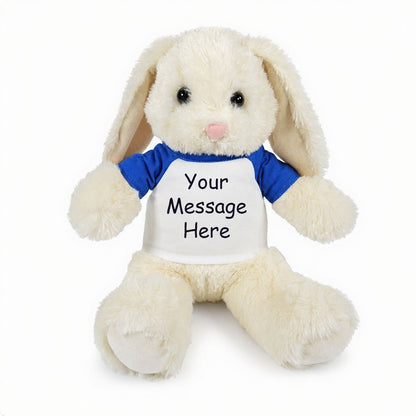Personalized Stuffed Bunny Rabbit, White, 13 Inches - royal blue shirt