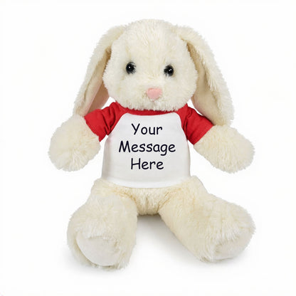 Personalized Stuffed Bunny Rabbit, White, 13 Inches - red shirt