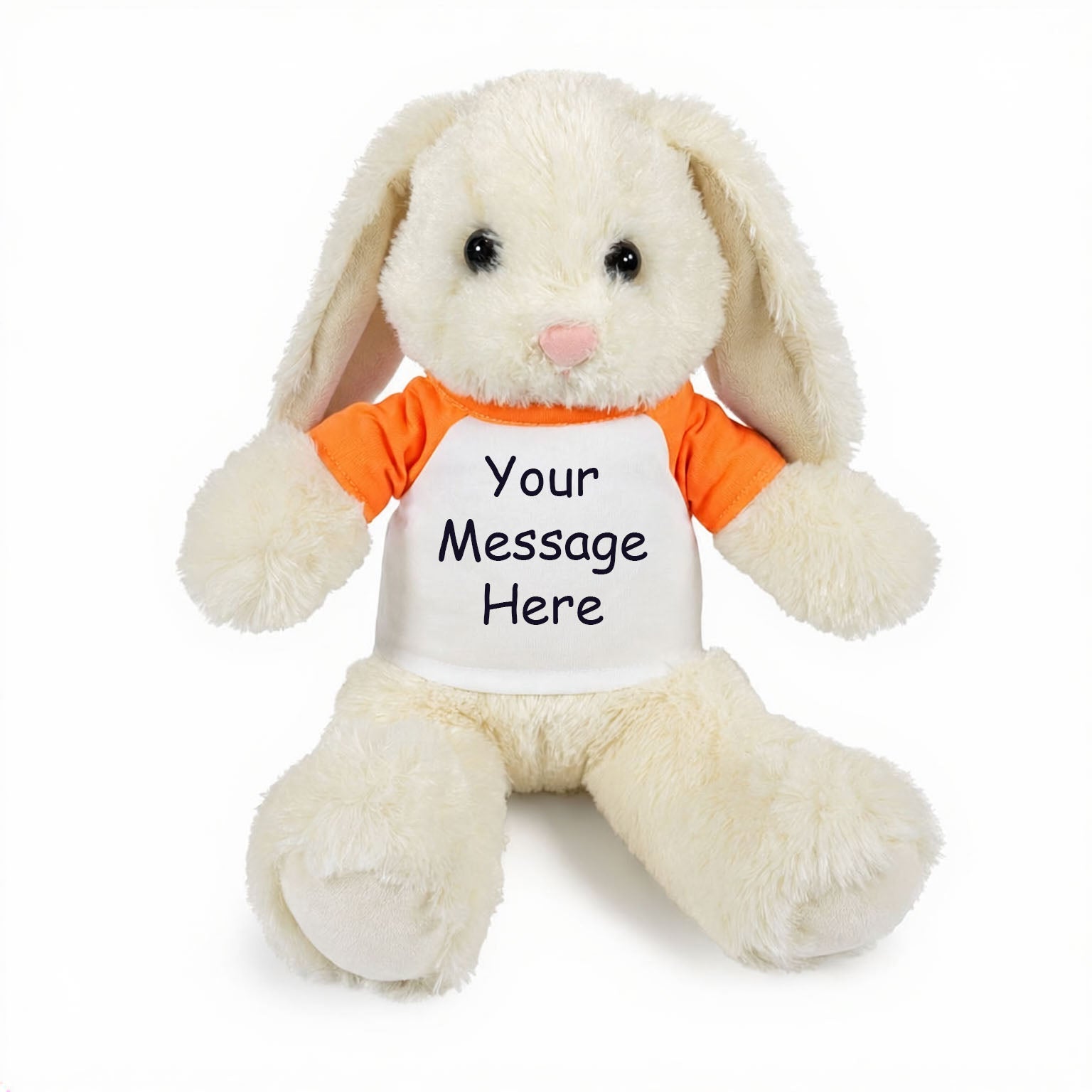 Personalized Stuffed Bunny Rabbit, White, 13 Inches - orange shirt