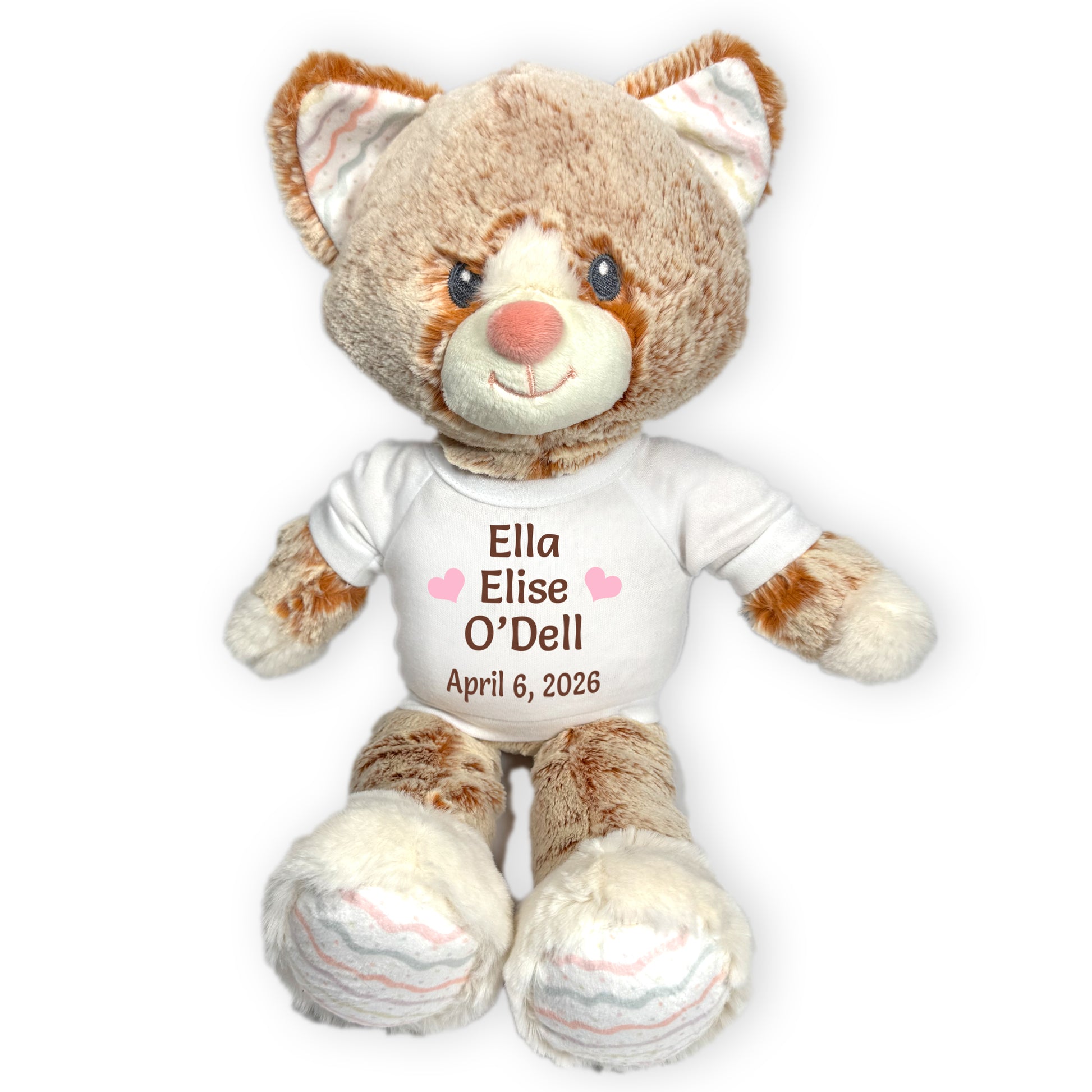 Personalized Stuffed Cat for Baby Girl or Boy - 12" Ebba Plush Kit Kitten