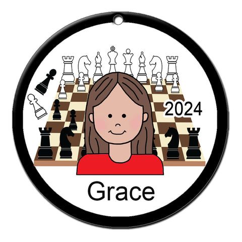 Chess Girl Personalized Christmas Ornament