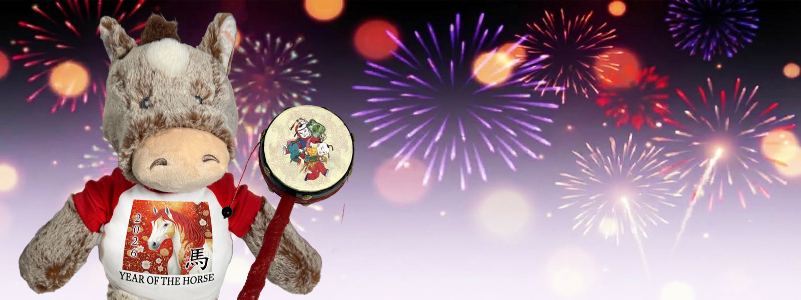 Personalized Chinese New Year of the Horse 2026 Stuffed Animals, Ornaments, Invitations, party Favors, Red Envelopes and more