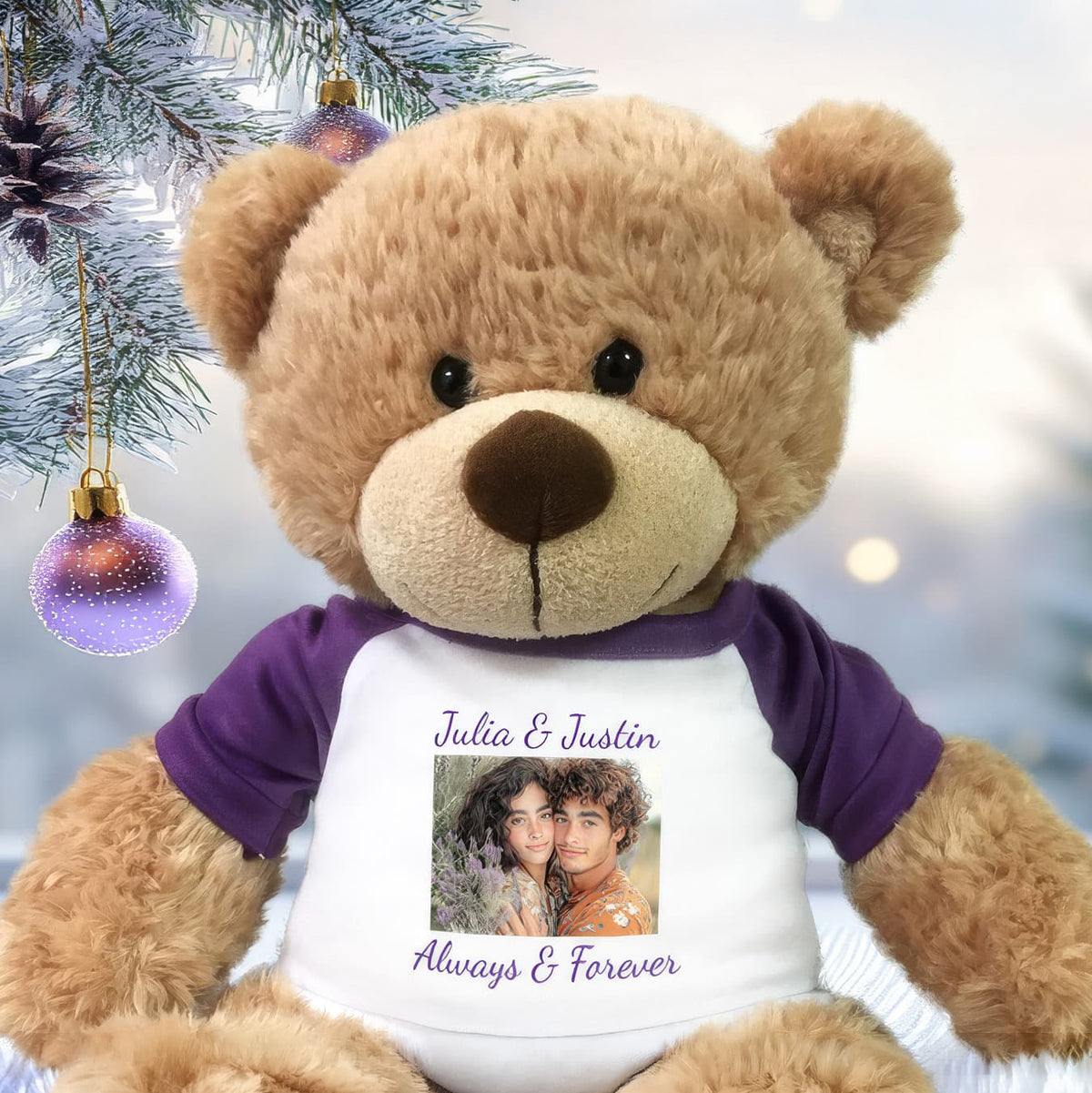 Personalized Christmas teddy bears and stuffed animals with your photo and text
