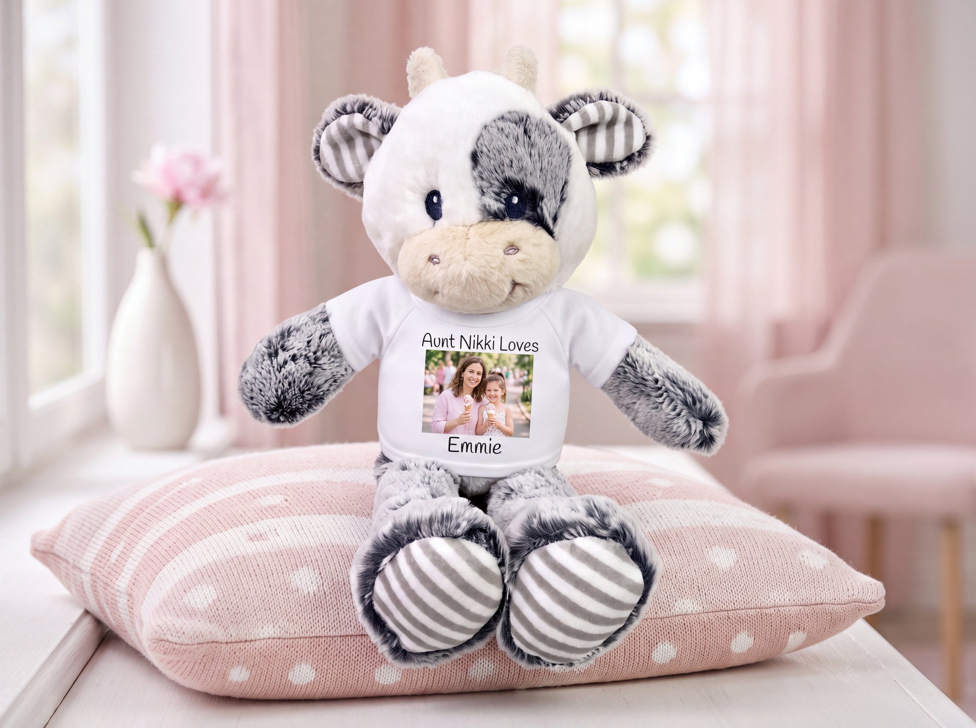 Personalized Stuffed Cow -  12 inch Coby Cow with your custom Photo and/or Text