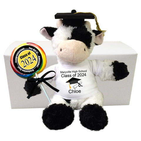 Graduation Cow Personalized Gift Set - 12" Tubby Wubby Cow - Class of 2024