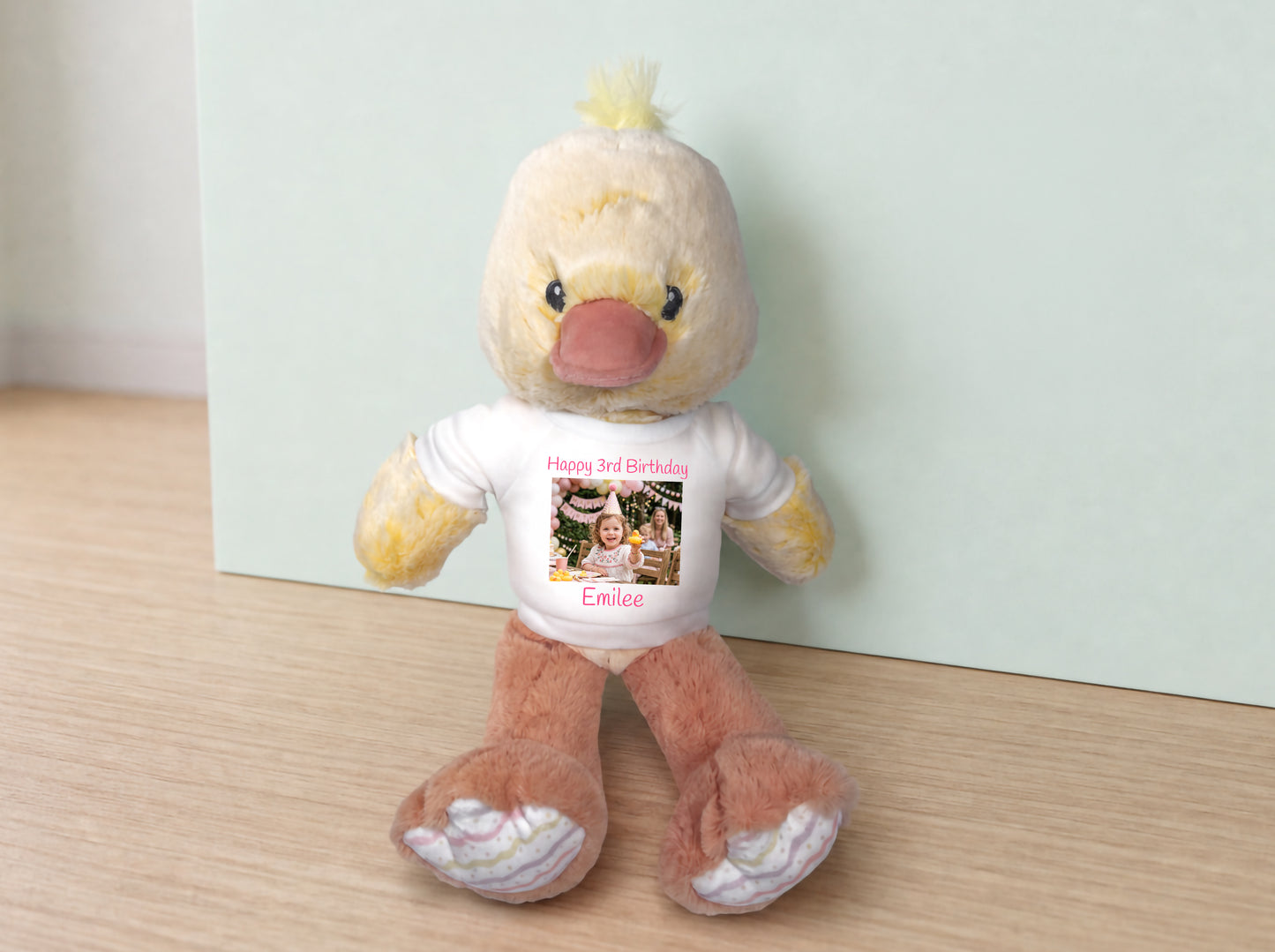 Personalized Stuffed Duck - 12 Inch Plush Ebba Dani Duck Custom printed with your photo and/or text