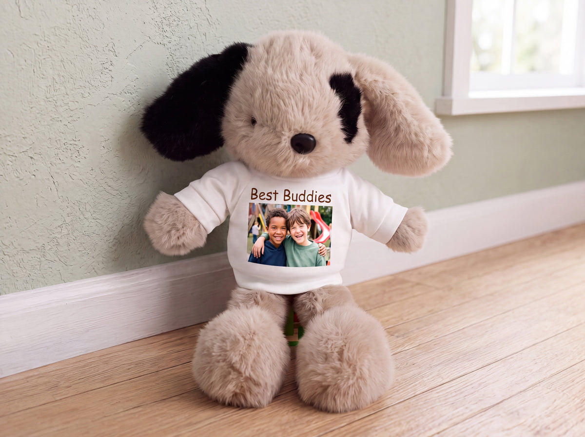 Personalized Stuffed Dog - 10 Inch Durham Pup with your custom Photo and/or Text