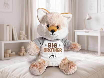 Personalized Big Brother Stuffed Fox - 11 Inch Plush Fancy Fox - Custom big brother gift