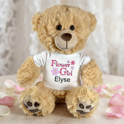 Flower Girl Teddy Bear -  Personalized 14" Honey Bear