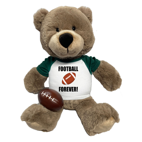 Personalized Football Teddy Bear - 14" Taupe Bear