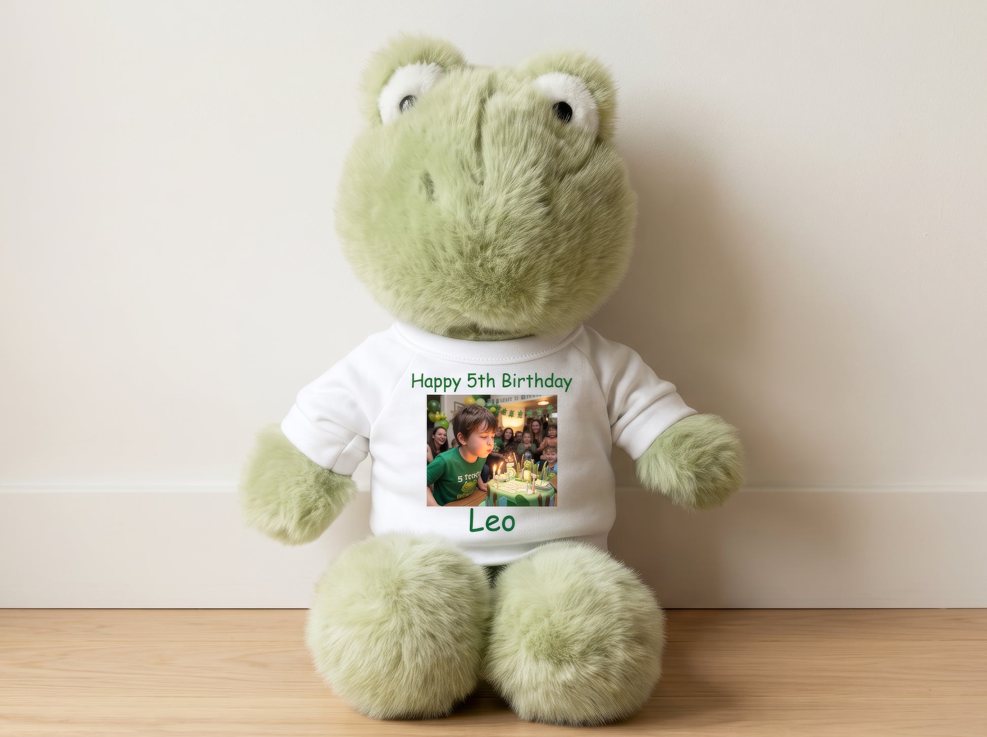 Personalized Stuffed Frog - 10 Inch Forget Me Not Frog with your custom Photo and/or Text