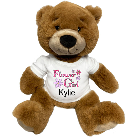 Flower Girl Teddy Bear -  Personalized 14" Ginger Bear