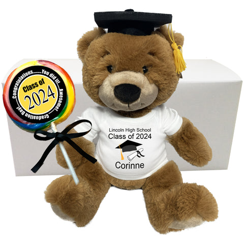 Graduation Teddy Bear Personalized Gift Set - 14" Ginger Bear - Class of 2024