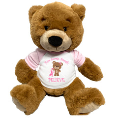 Breast Cancer Support Teddy Bear - Personalized 14" Ginger Bear - Believe Design