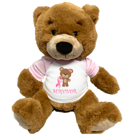 Breast Cancer Support Teddy Bear - Personalized 14" Ginger Bear - Survivor Design