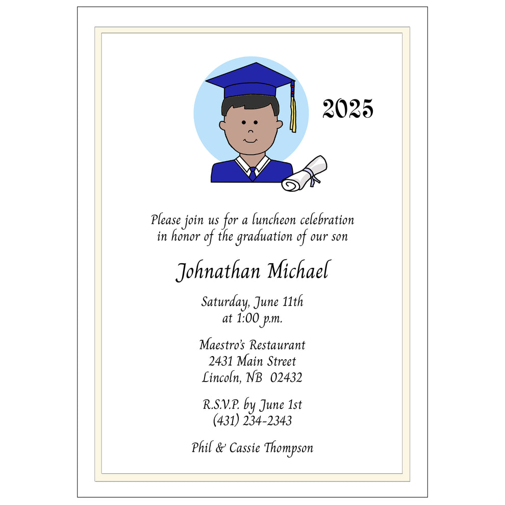 Cartoon Person Graduation Invitation or Announcement - Boy or Man ...