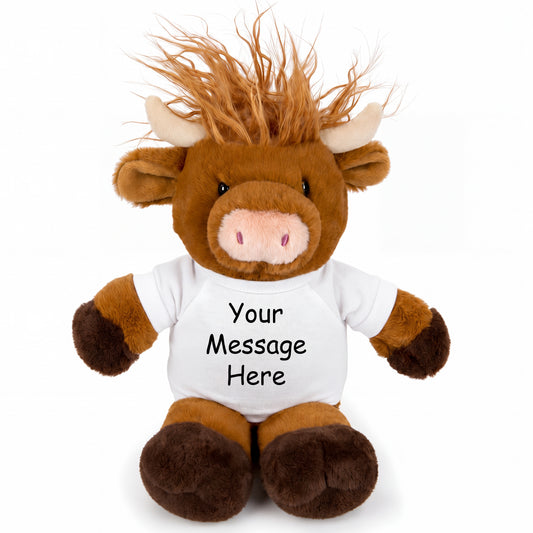 Personalized Stuffed Cow - 12 Inch Scottish Highland Cow