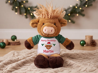 Personalized Christmas Scottish Highland Cow - 12 inch Plush Mucklecoo
