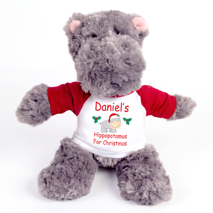 Hippopotamus For Christmas - 12" Personalized Plush Hippo (no hat)