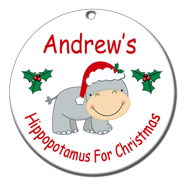 Hippopotamus for Christmas Personalized Christmas Ornament