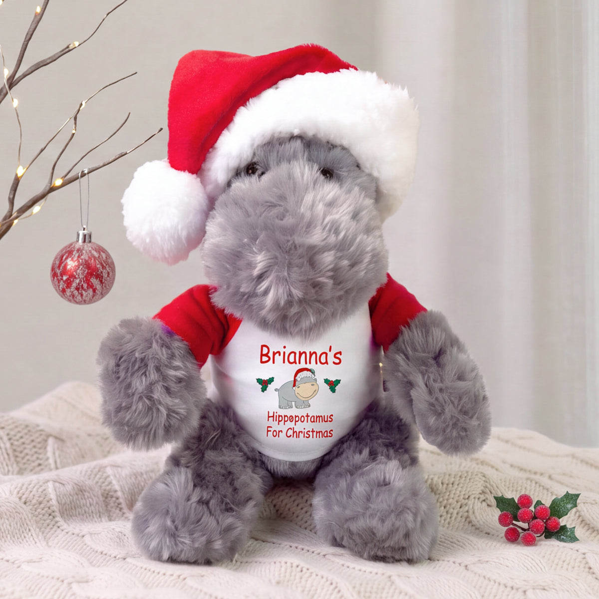 Personalized Hippopotamus for Christmas and more Christmas stuffed animals