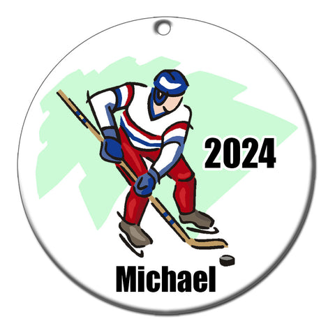 Hockey Player Personalized Christmas Ornament