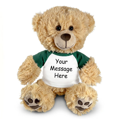 Personalized Teddy Bear - 14 Inch Honey Bear - Green Sleeves