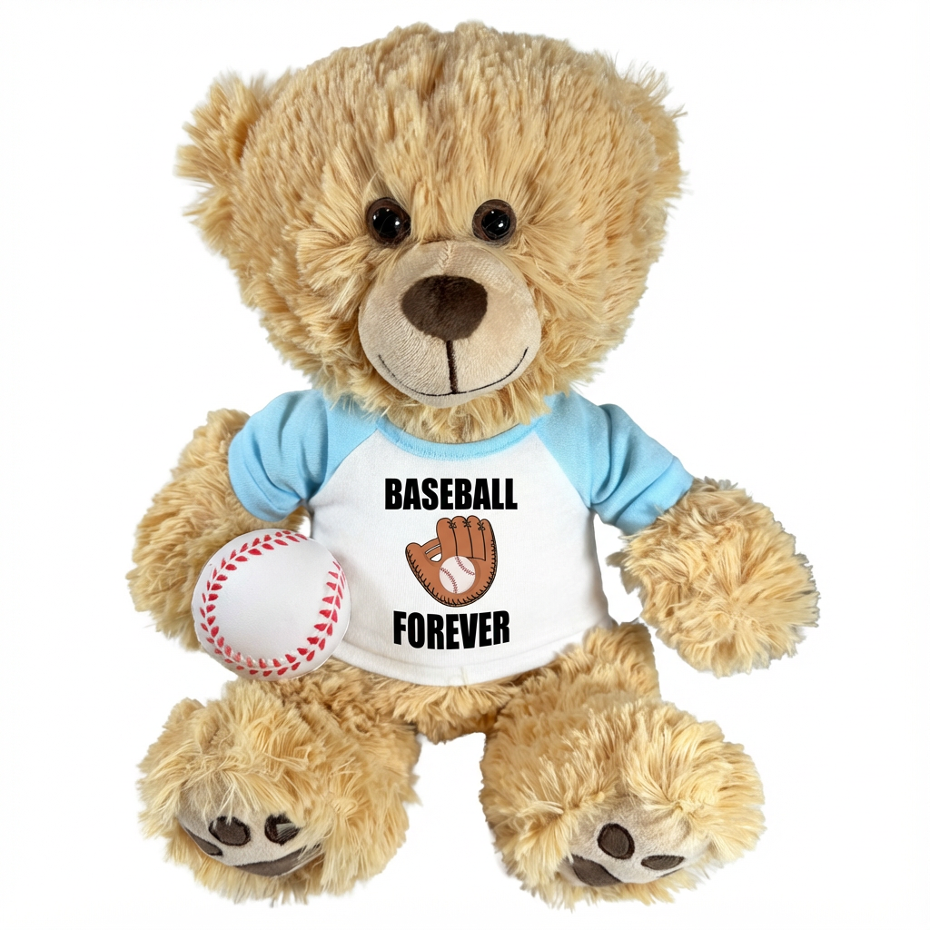 Personalized Baseball Teddy Bear - 14" Honey Bear