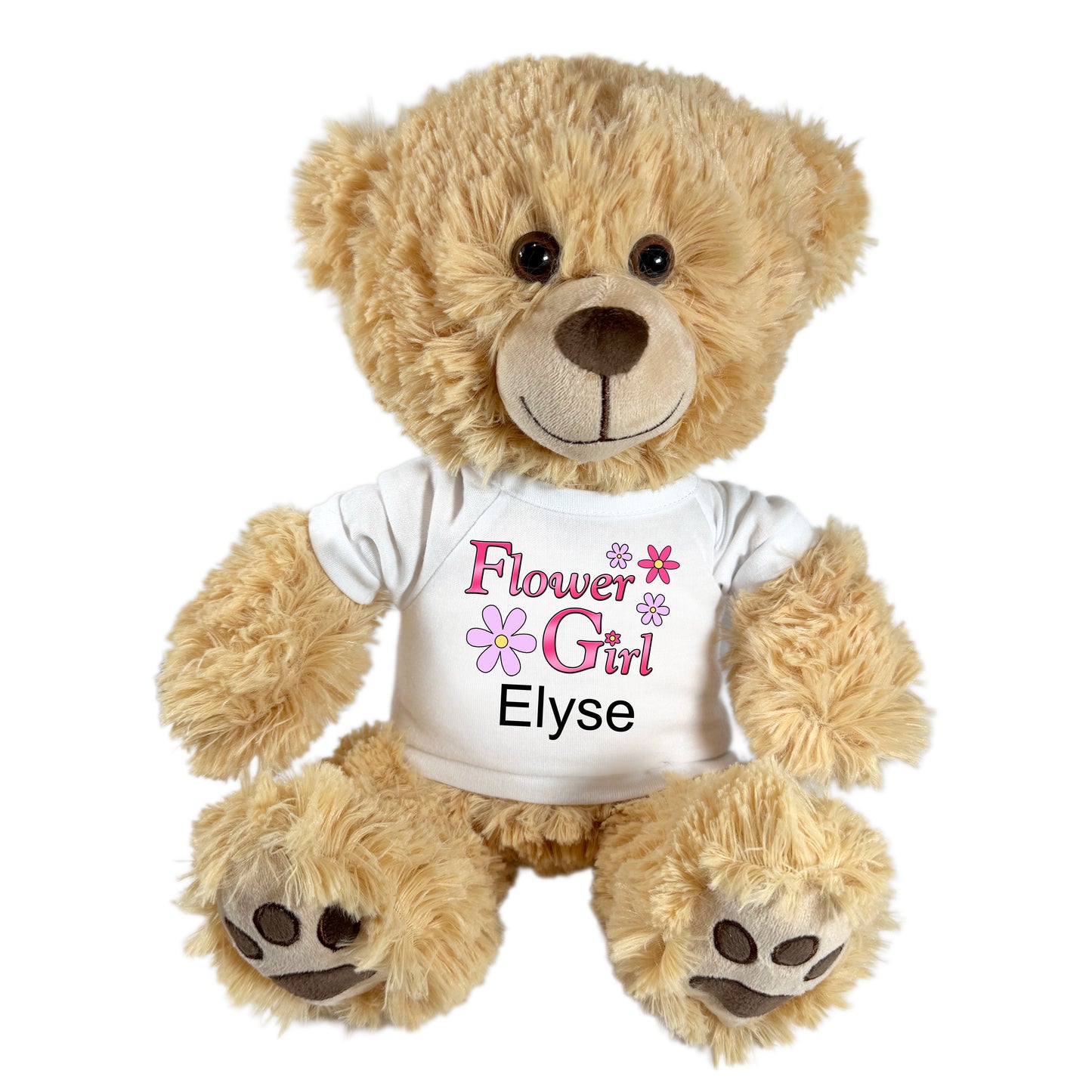 Flower Girl Teddy Bear -  Personalized 14" Honey Bear