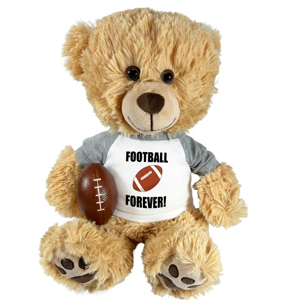 Personalized Football Teddy Bear - 14" Honey Bear