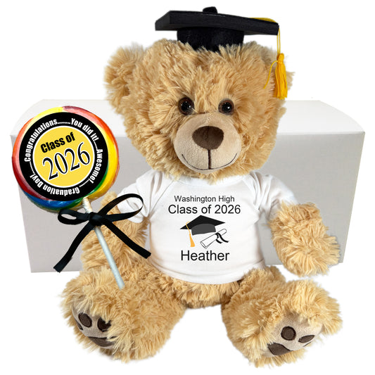 Personalized Graduation Teddy Bear Gift Set - 14" Honey  Bear