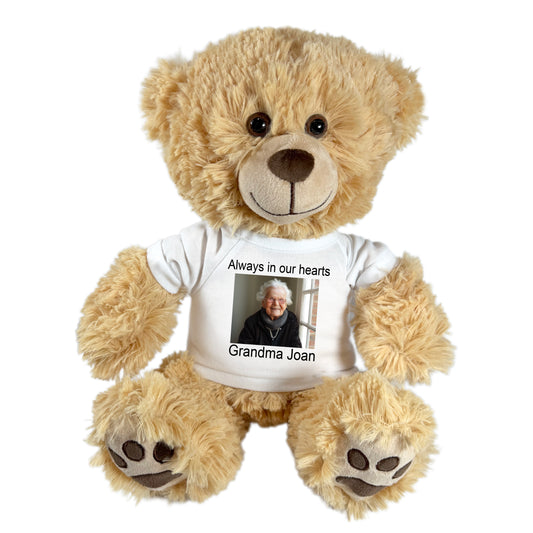 Personalized Photo Memorial Teddy Bear -  14" Honey Bear