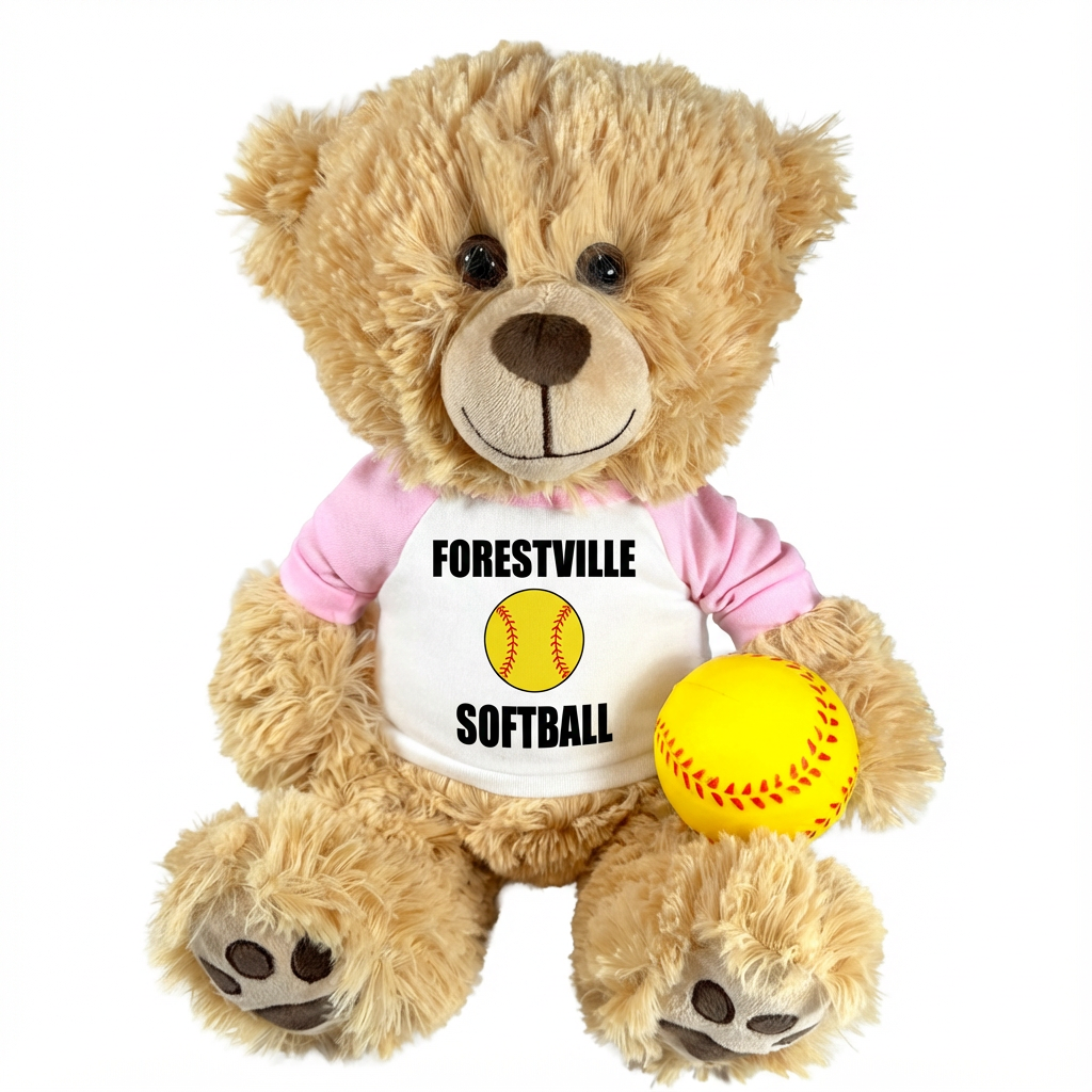 Personalized Softball Teddy Bear - 14" Honey Bear