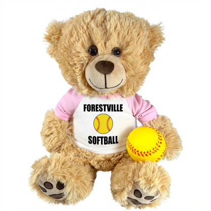 Personalized Softball Teddy Bear - 14" Honey Bear