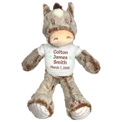 Personalized Stuffed Horse for Baby Boy or Girl - 12" Ebba Plush Promise Pony