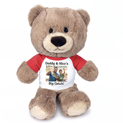 Personalized Teddy Bear - 11 inch Hug-a-Wug Bear with Photo & Text - Red Shirt
