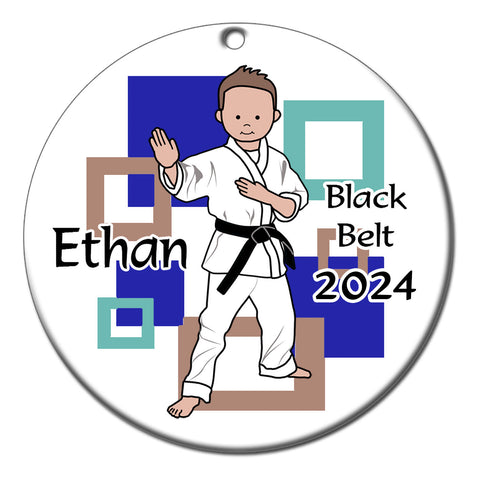 Martial Arts or Karate Kid Personalized Christmas Ornament - Boy