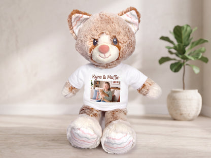 Personalized Stuffed Cat - 12 inch Ebba Plush Kit Kitten with your custom Photo and/or Text