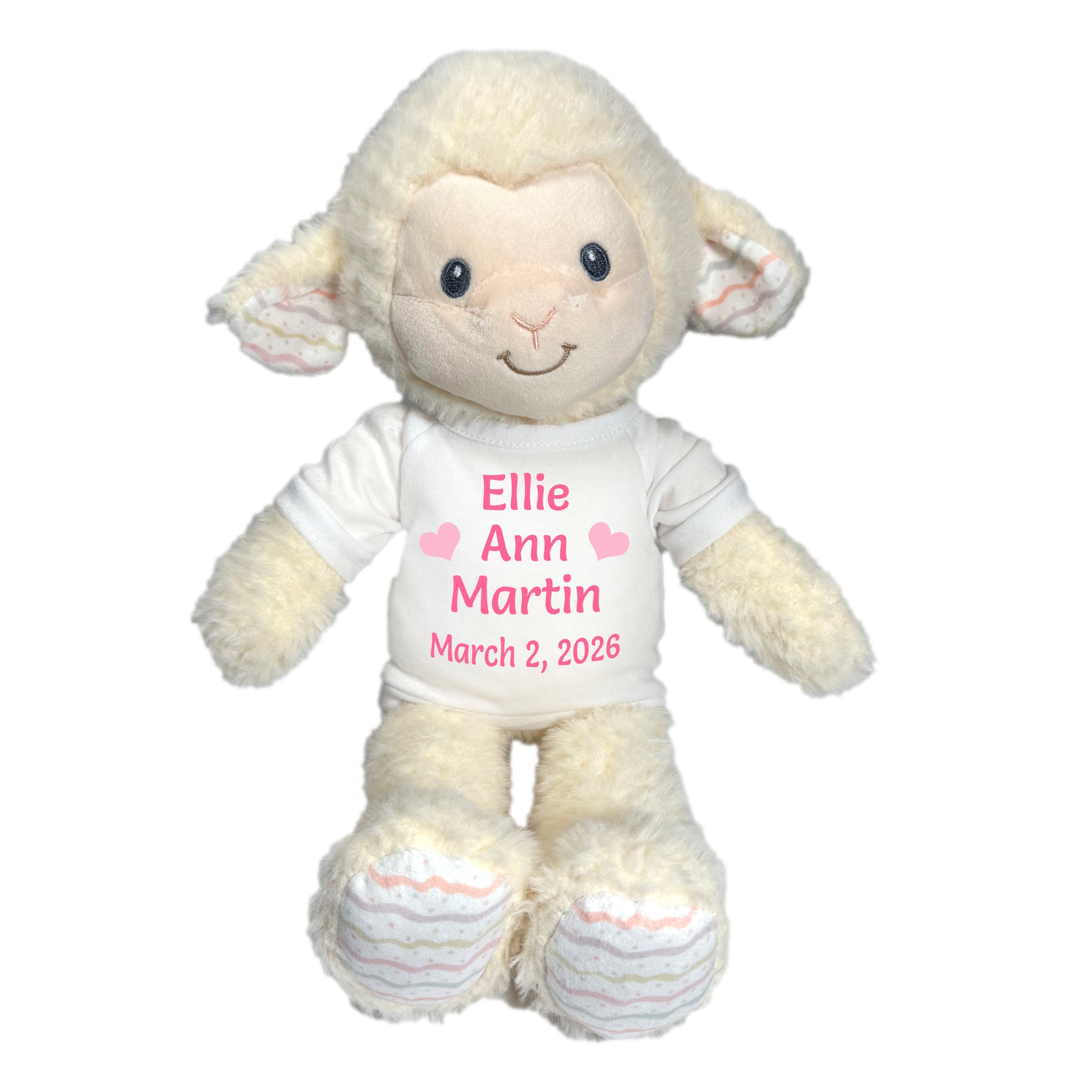 Personalized Stuffed Lamb for Baby Girl or Boy - 12" Ebba Plush Lovelee Lamb