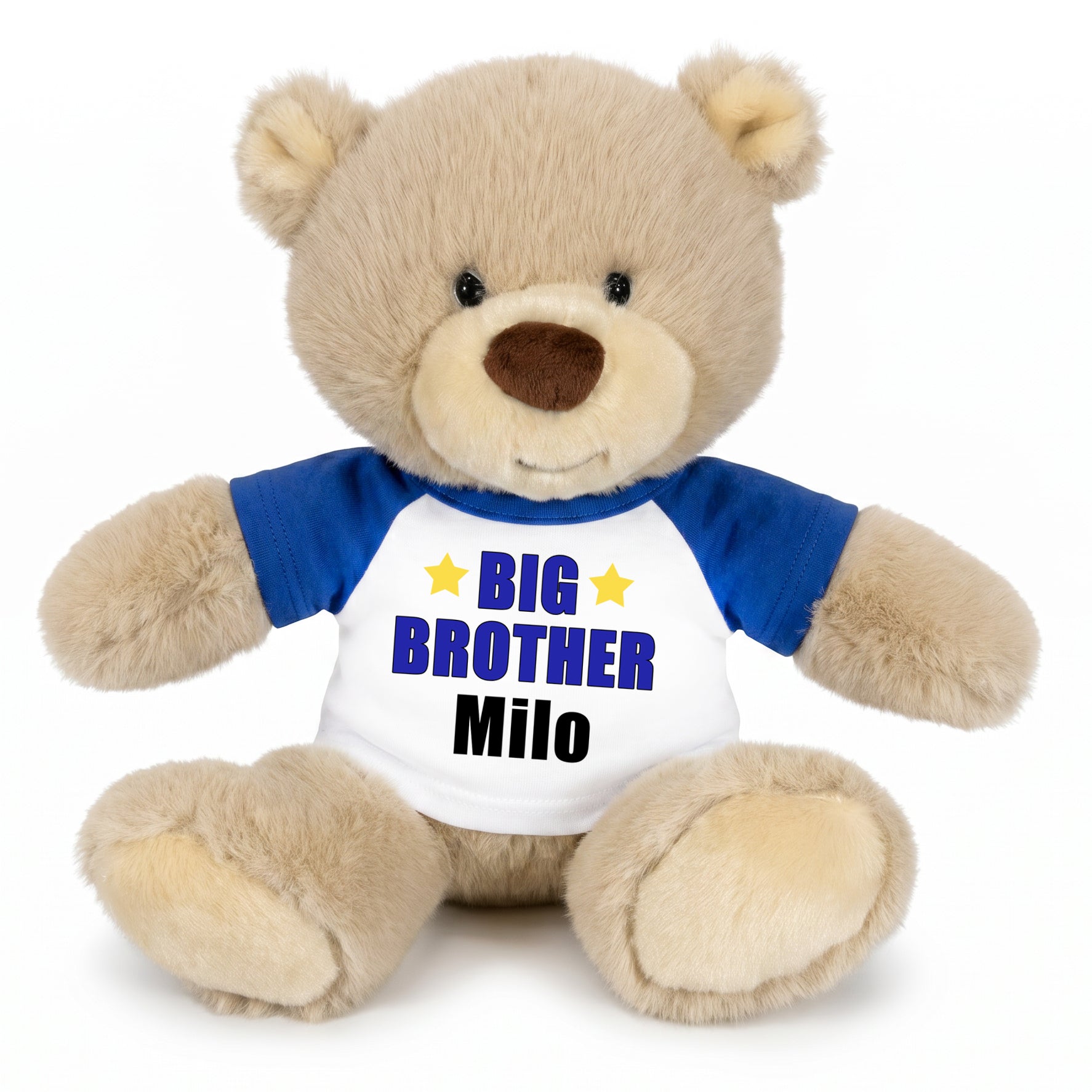 Personalized Big Brother Teddy Bear - 10 Inch Tan Nuzzles Bear - Royal Blue