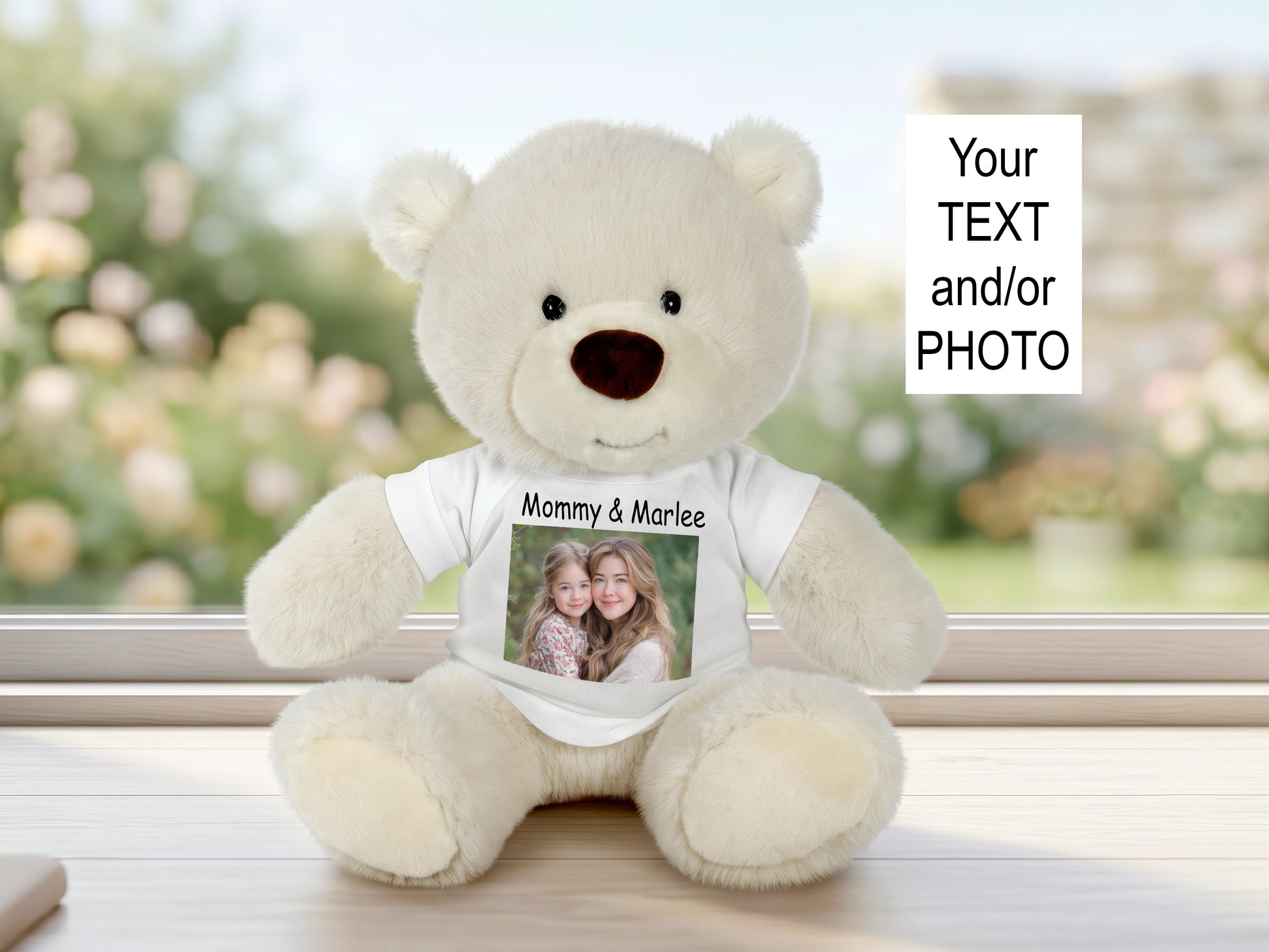 Personalized Teddy Bear - 10 inch Nuzzles Bear, White
