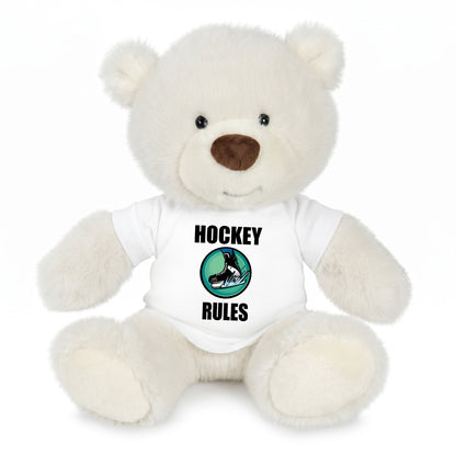 Personalized Ice Hockey Teddy Bear - 10 Inch White Nuzzles Bear - White Shirt