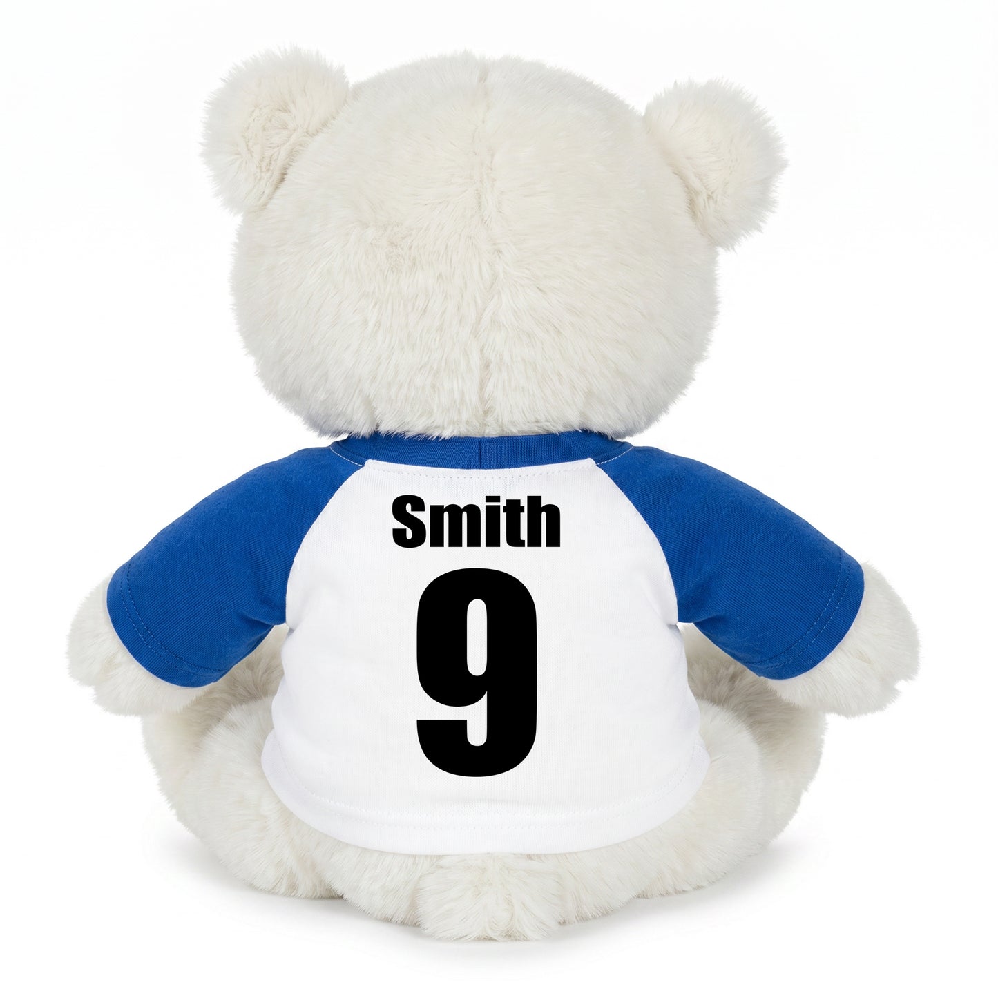 Back of Personalized Ice Hockey Teddy Bear - 10 Inch White Nuzzles Bear
