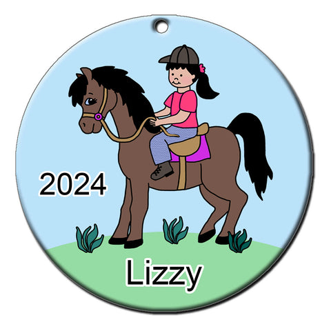 Girl on Horse Personalized Christmas Ornament