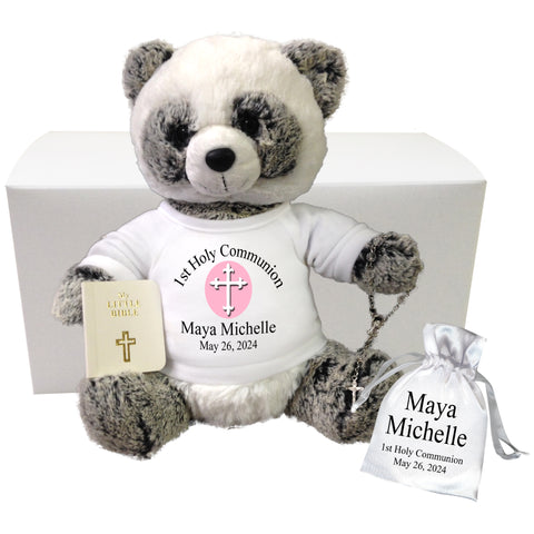First Communion Panda Bear Gift Set - Personalized 11" Ping Panda