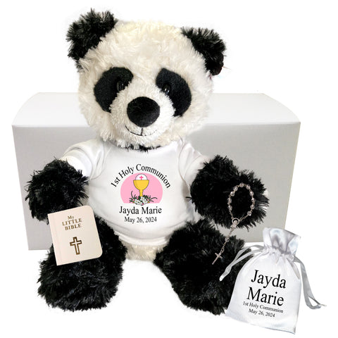 First Communion Panda Bear Gift Set - Personalized 12" Tubbie Wubbie Panda