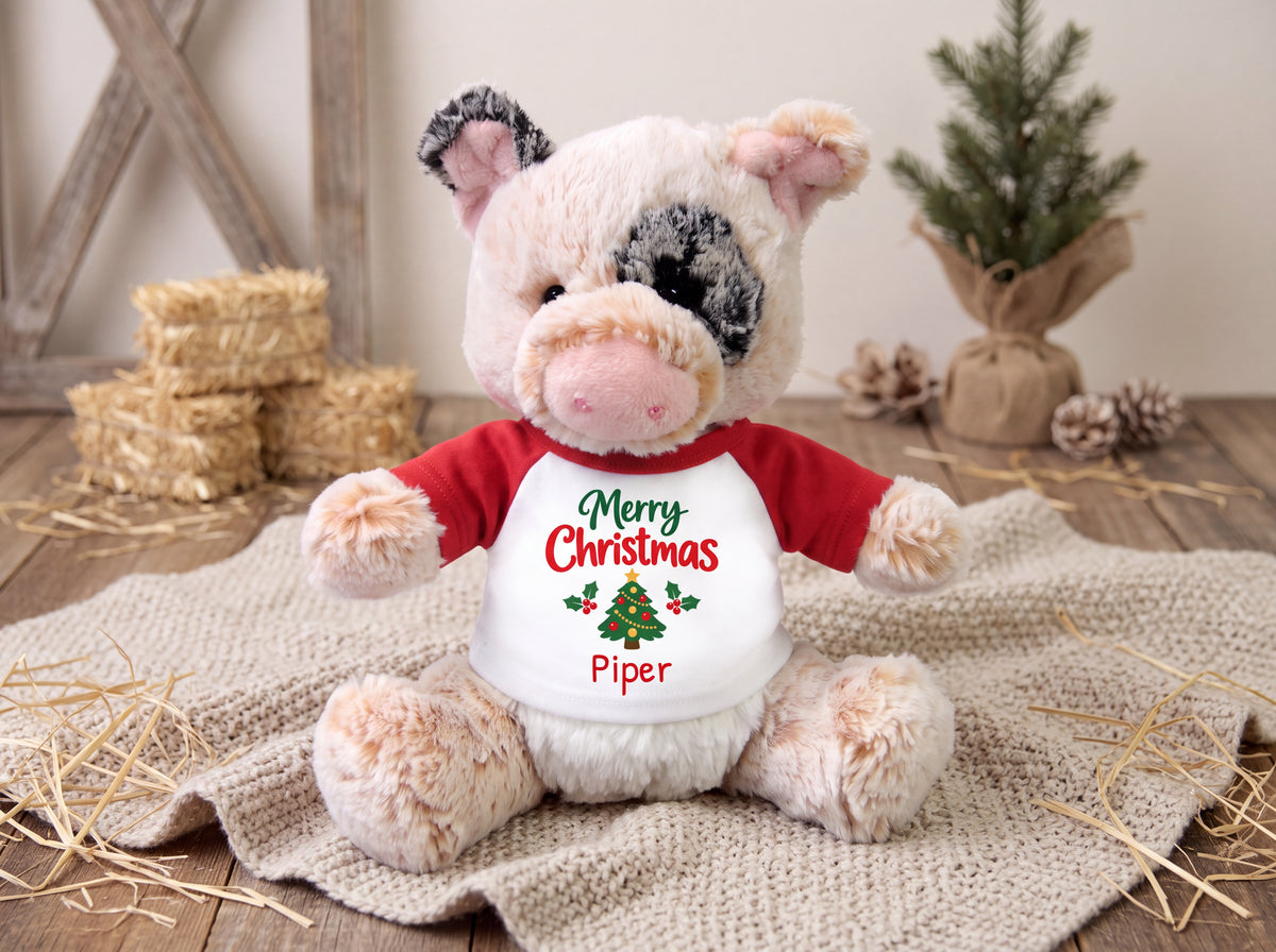 Personalized Christmas Stuffed Pig - 11 Inch Plush Percy Pig